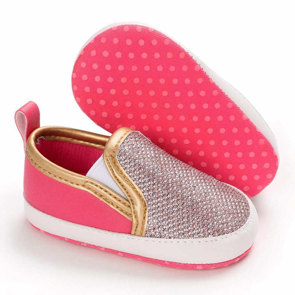 Mocassins souples à paillettes à enfiler pour bébé fille