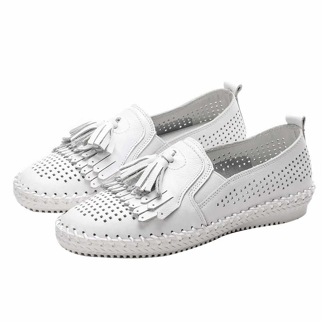 Mocassins souples ajourés à glands pour femme