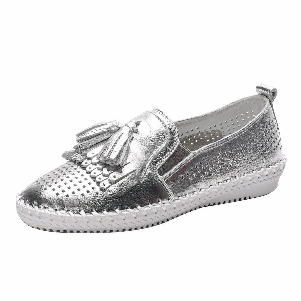 Mocassins souples ajourés à glands pour femme