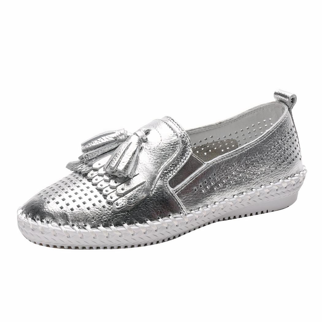 Mocassins souples ajourés à glands pour femme