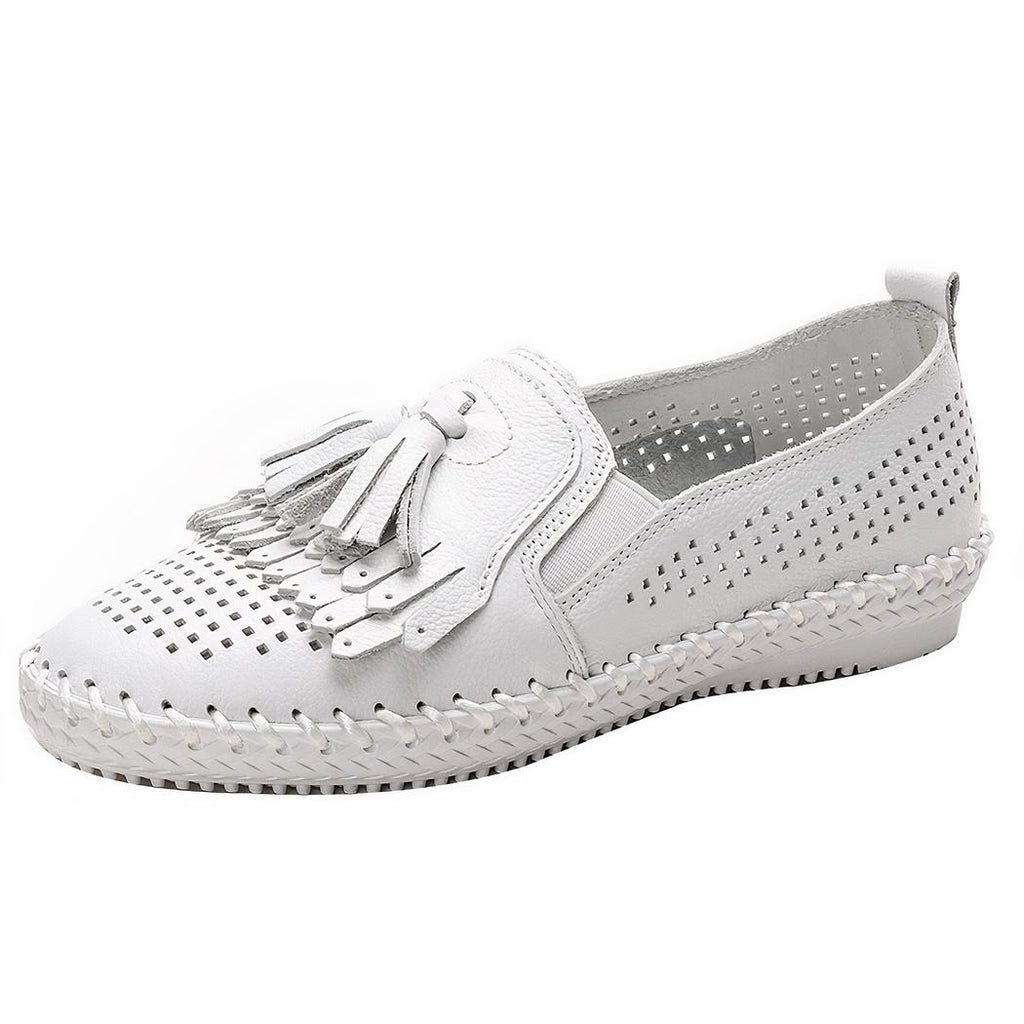 Mocassins souples ajourés à glands pour femme