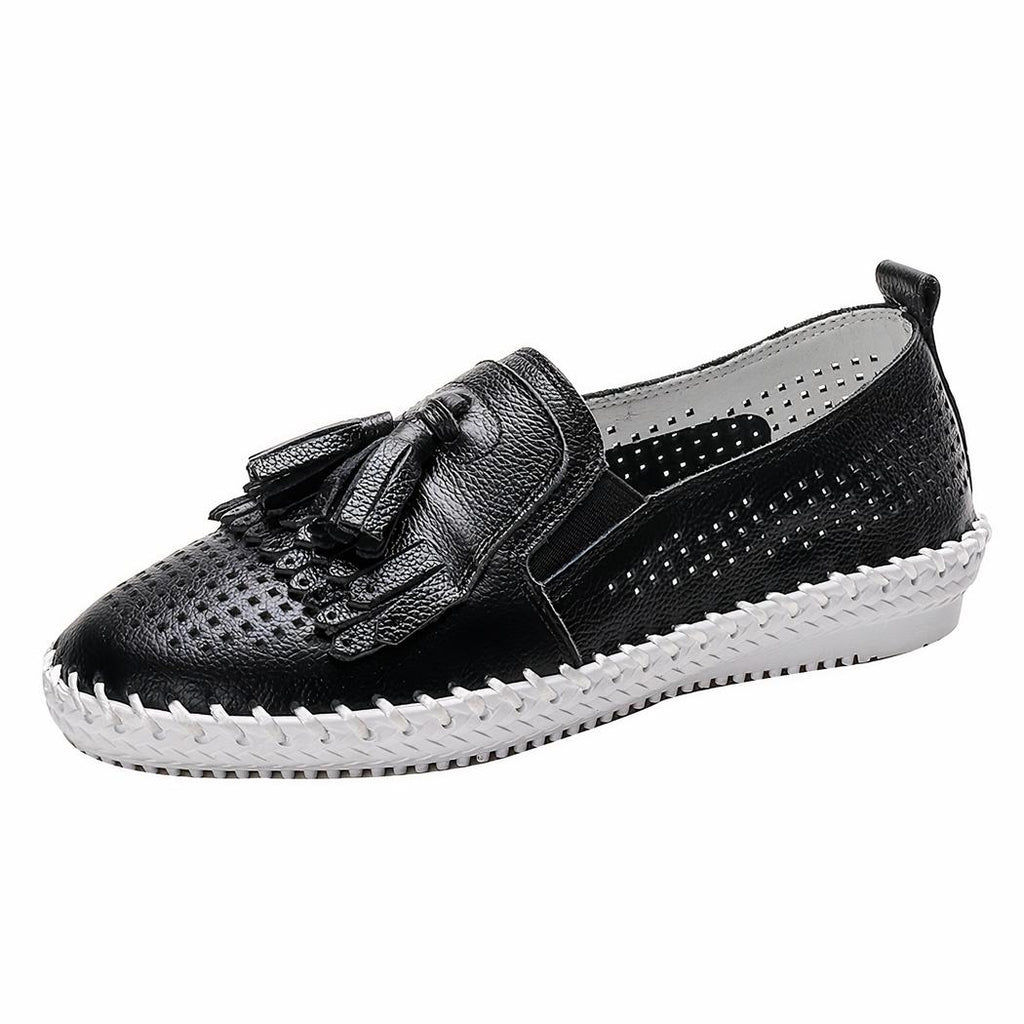 Mocassins souples ajourés à glands pour femme