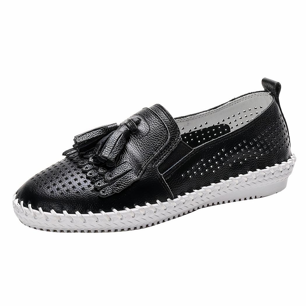 Mocassins souples ajourés à glands pour femme