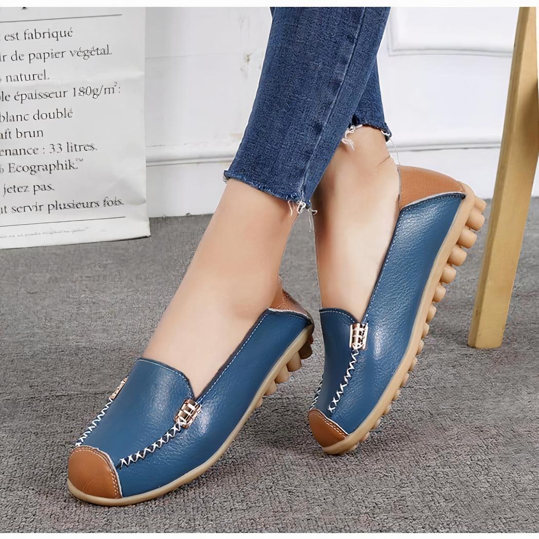 Mocassins souples bicolores effet cuir