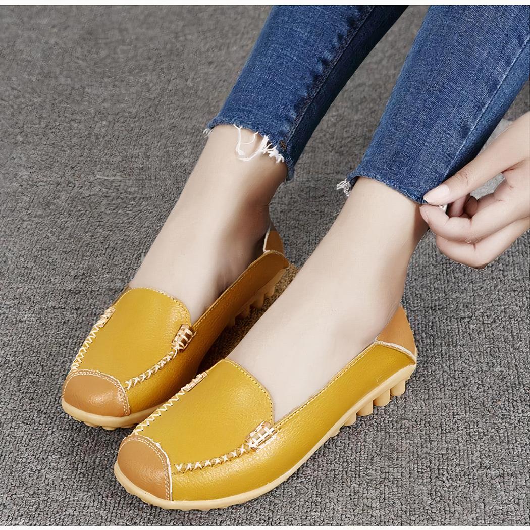 Mocassins souples bicolores effet cuir