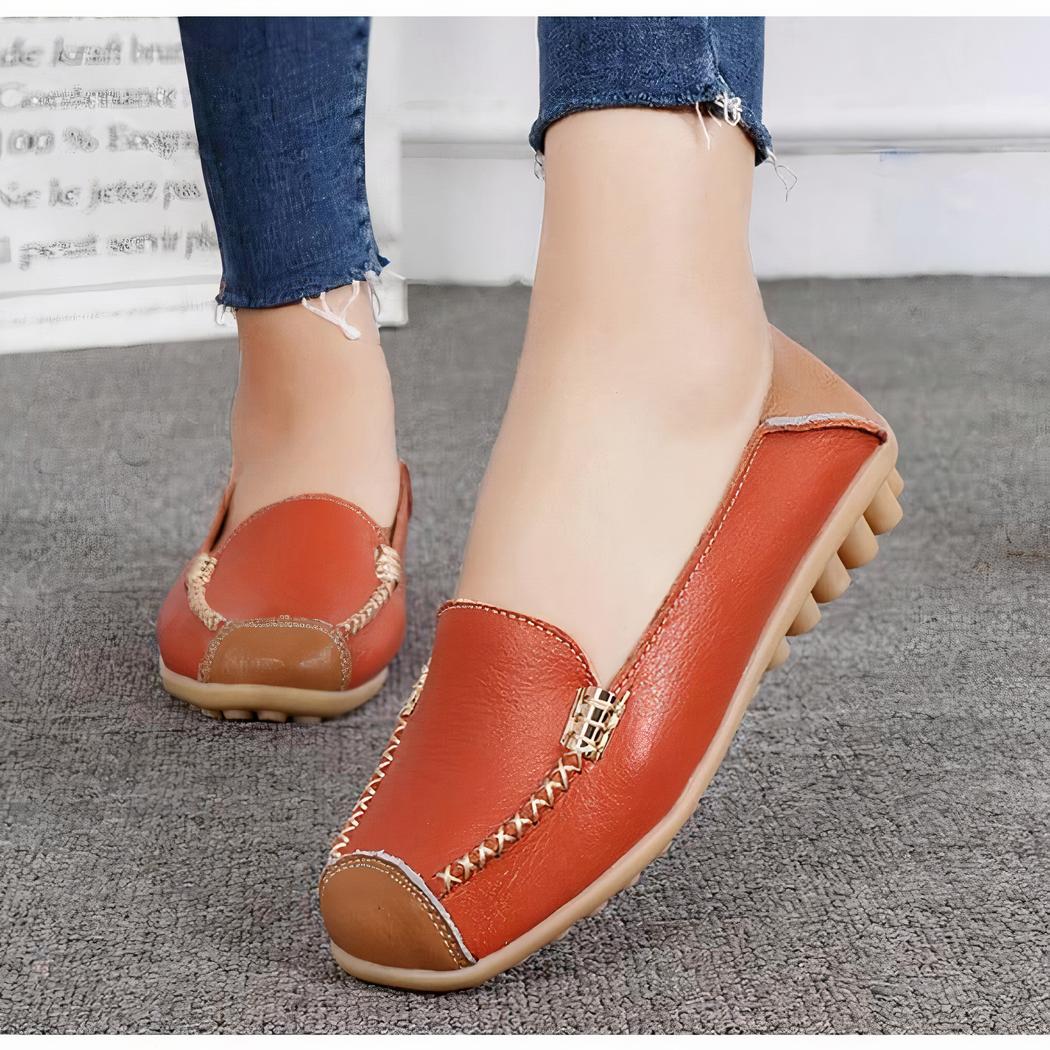 Mocassins souples bicolores effet cuir