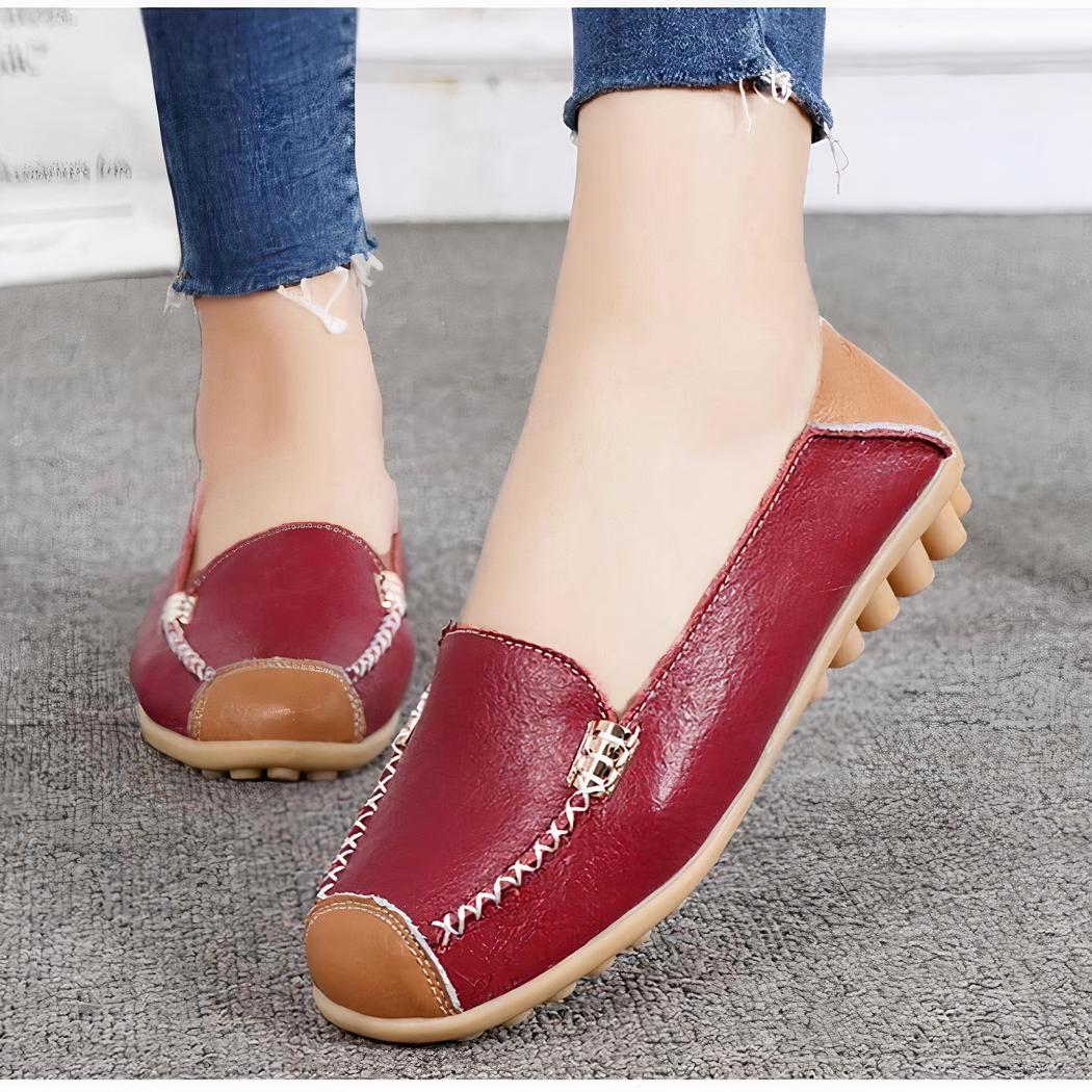 Mocassins souples bicolores effet cuir
