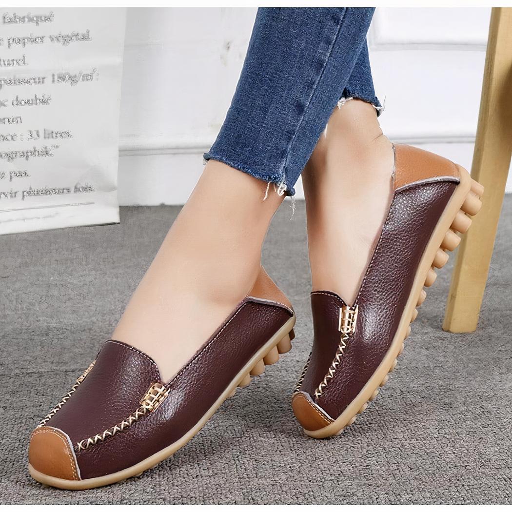 Mocassins souples bicolores effet cuir