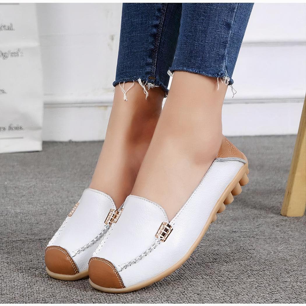 Mocassins souples bicolores effet cuir