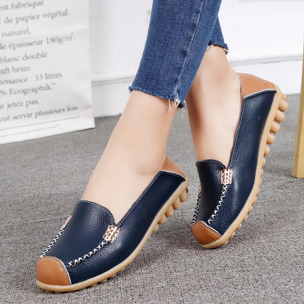 Mocassins souples bicolores effet cuir