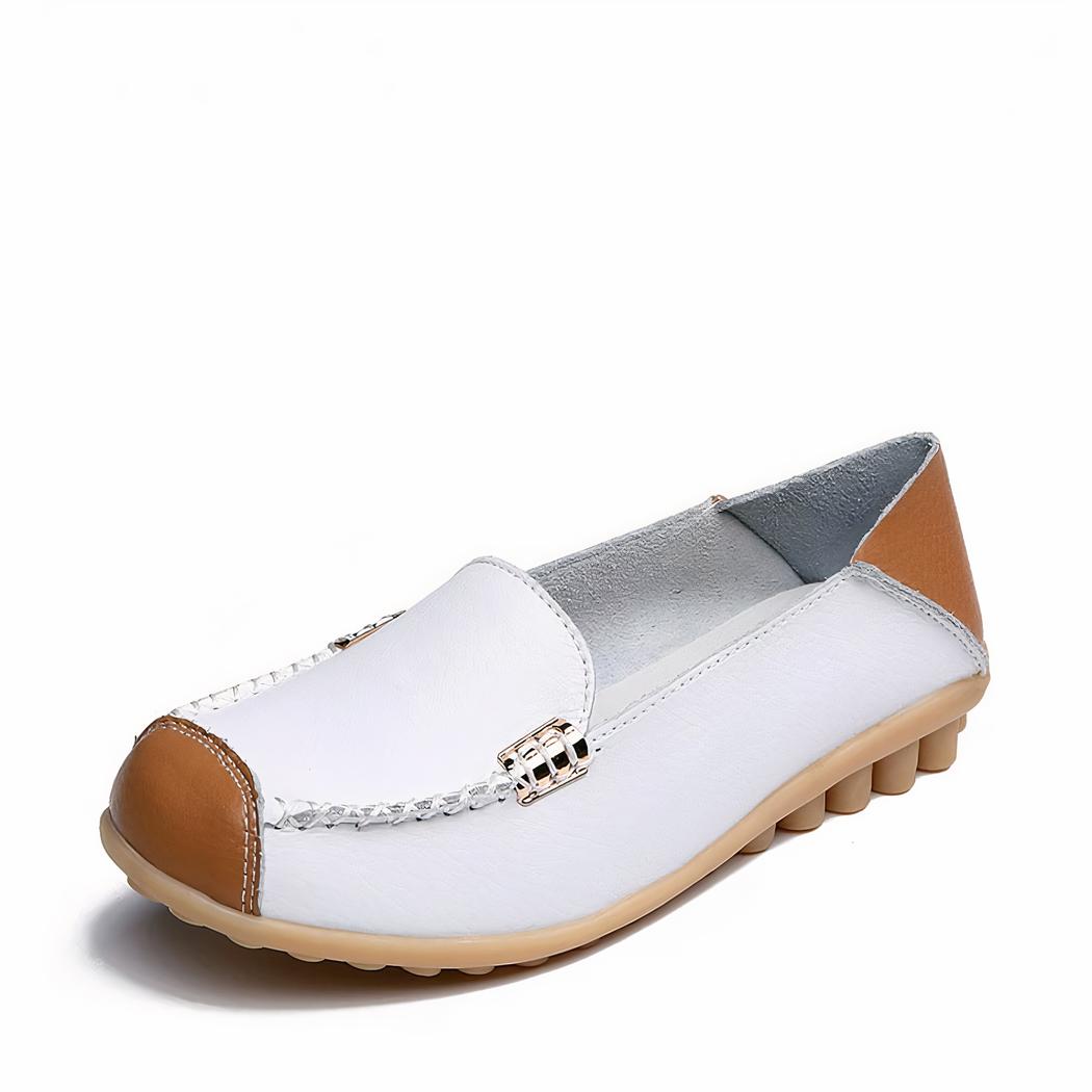 Mocassins souples bicolores effet cuir