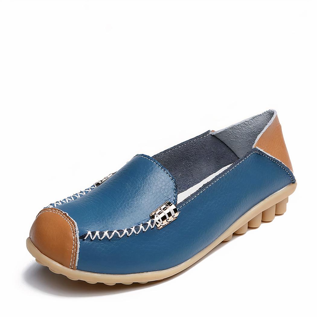 Mocassins souples bicolores effet cuir