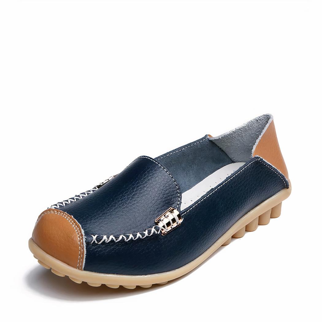 Mocassins souples bicolores effet cuir
