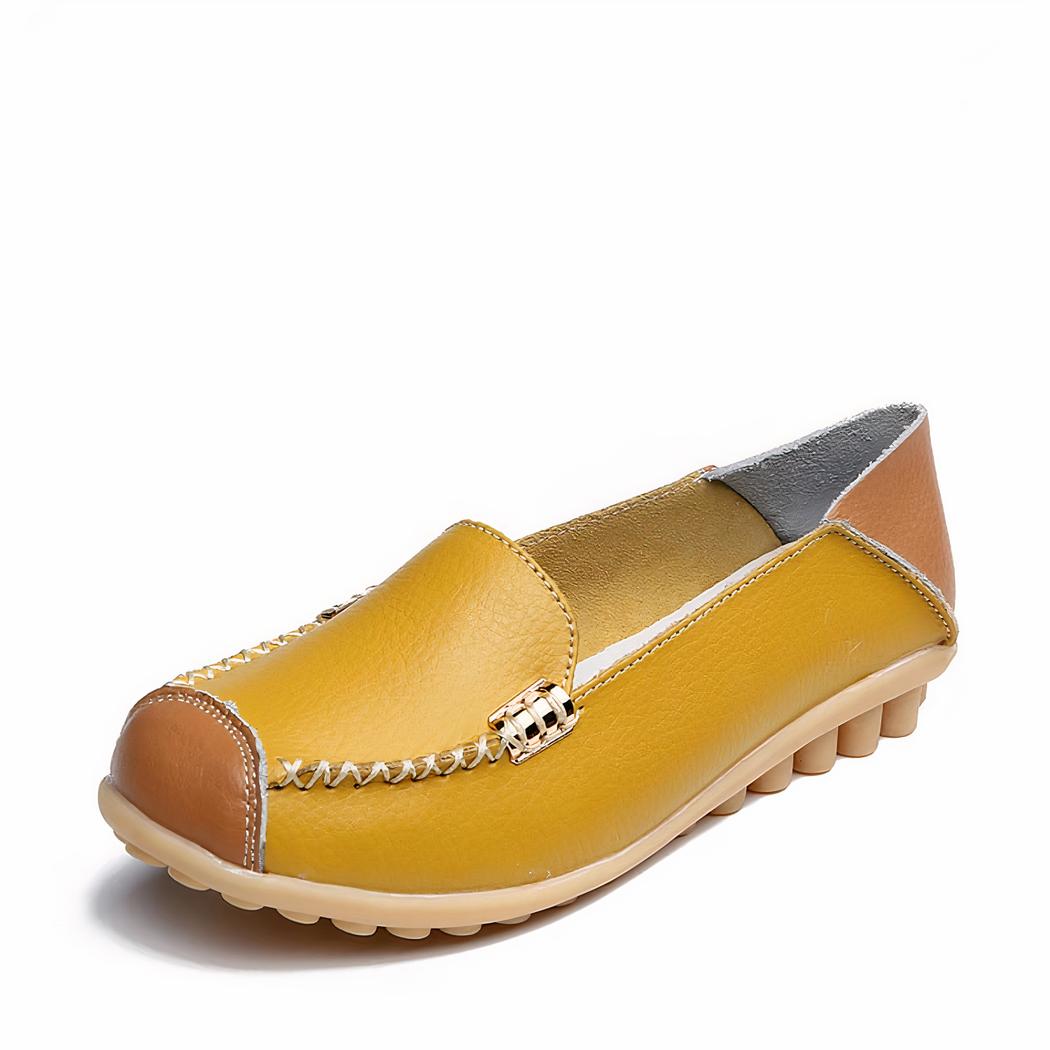 Mocassins souples bicolores effet cuir