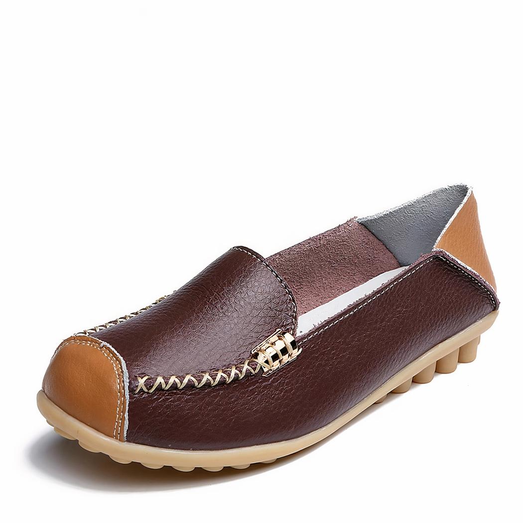 Mocassins souples bicolores effet cuir
