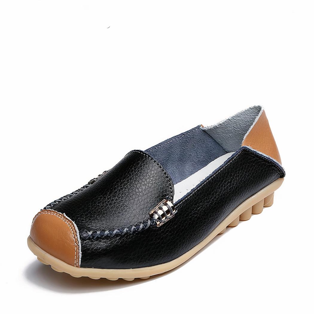 Mocassins souples bicolores effet cuir