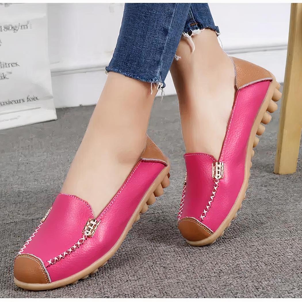 Mocassins souples bicolores effet cuir