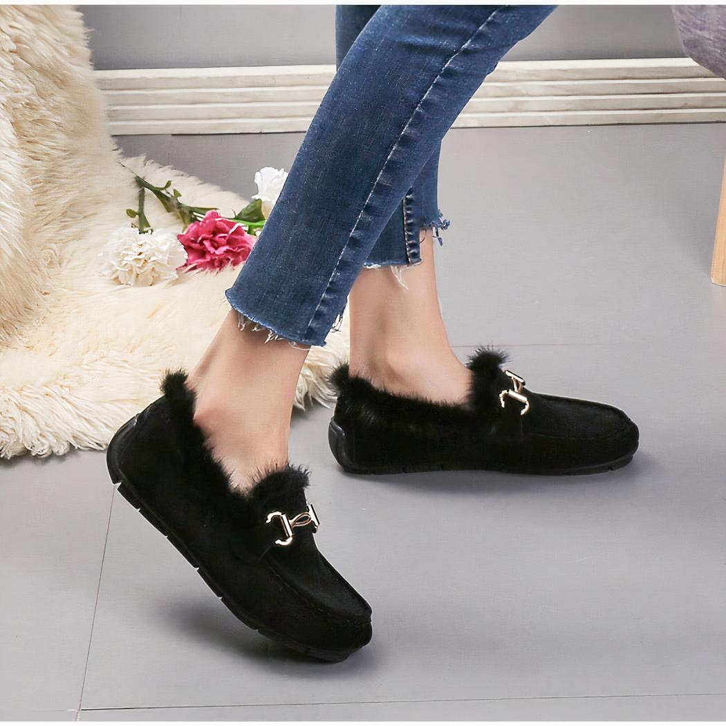 Mocassins souples d'hiver élégants en fausse fourrure