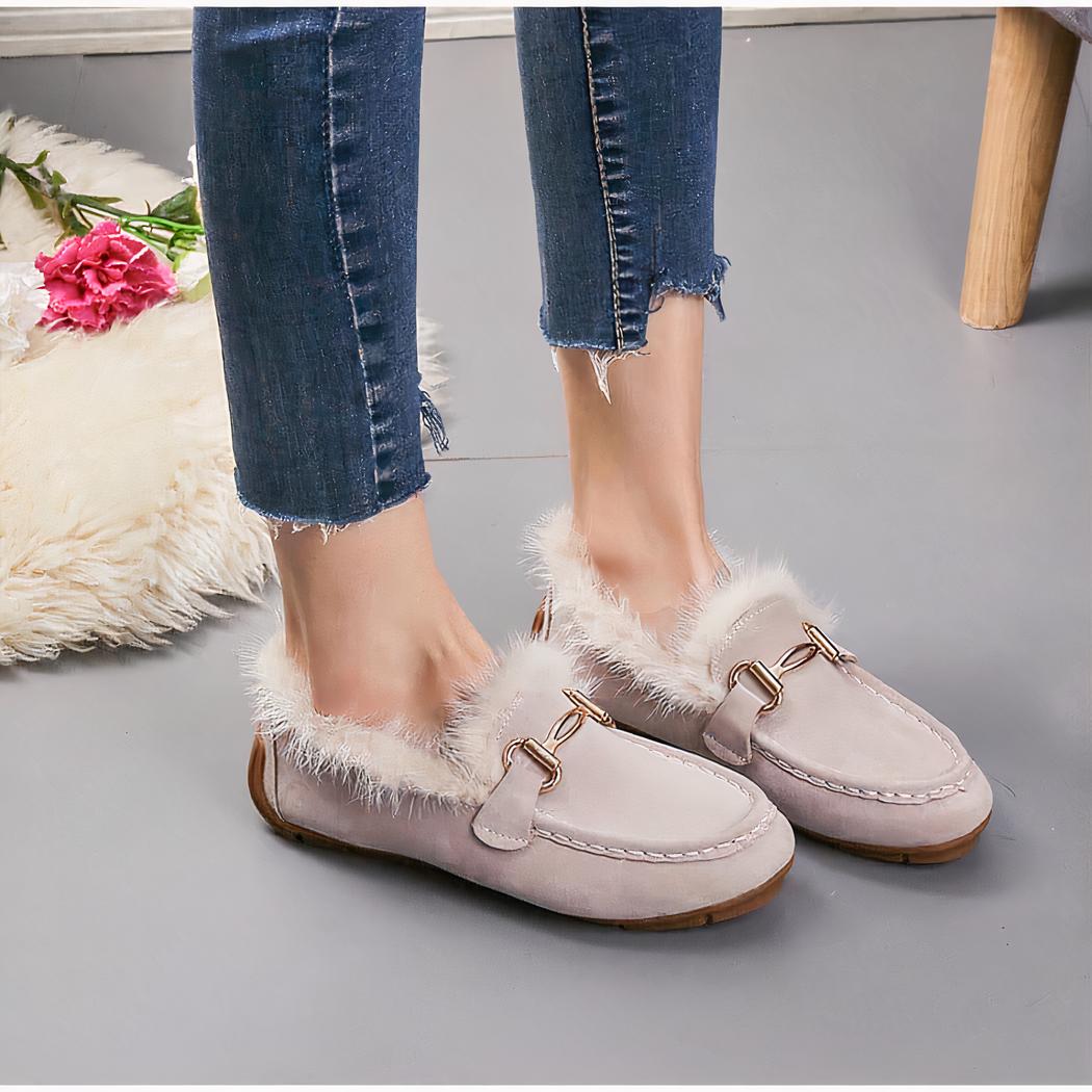 Mocassins souples d'hiver élégants en fausse fourrure
