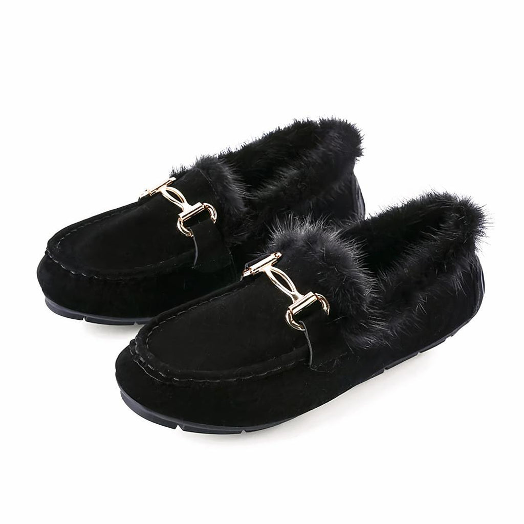 Mocassins souples d'hiver élégants en fausse fourrure