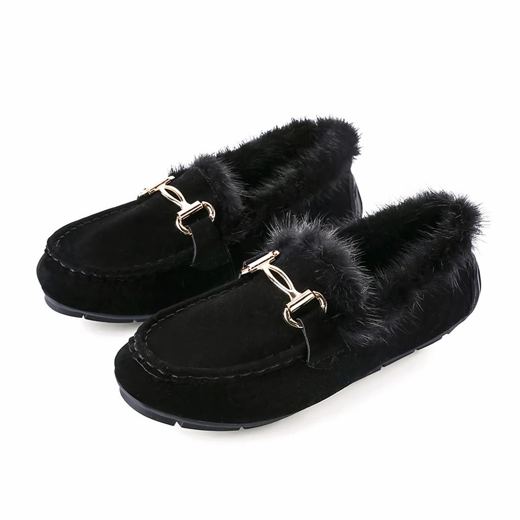 Mocassins souples d'hiver élégants en fausse fourrure