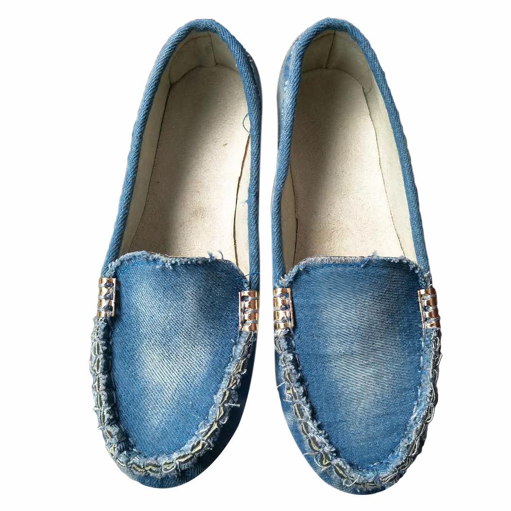 Mocassins souples décontractés en jean délavé