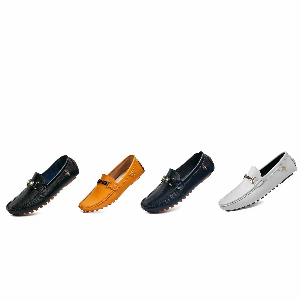 Mocassins souples effet cuir tendances avec boucle dorée pour homme