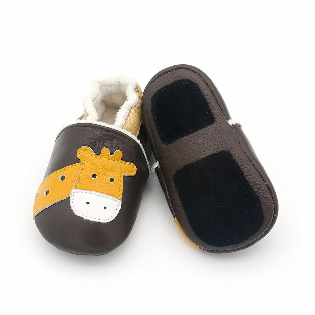 Mocassins souples effet cuir têtes d'animaux pour premier âge