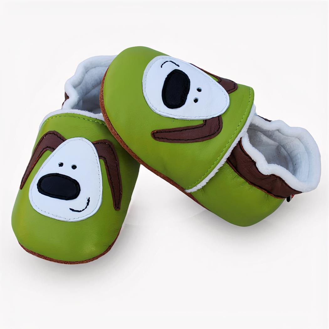 Mocassins souples effet cuir têtes d'animaux pour premier âge