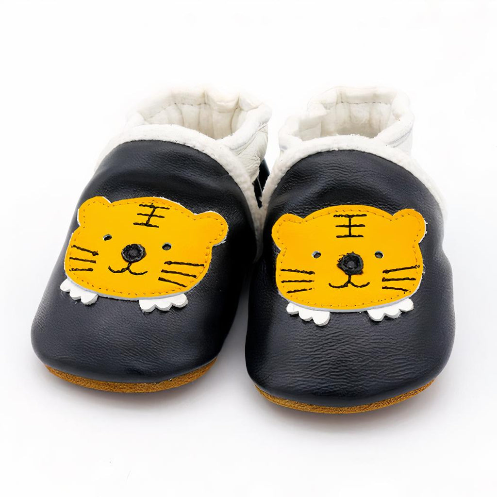 Mocassins souples effet cuir têtes d'animaux pour premier âge