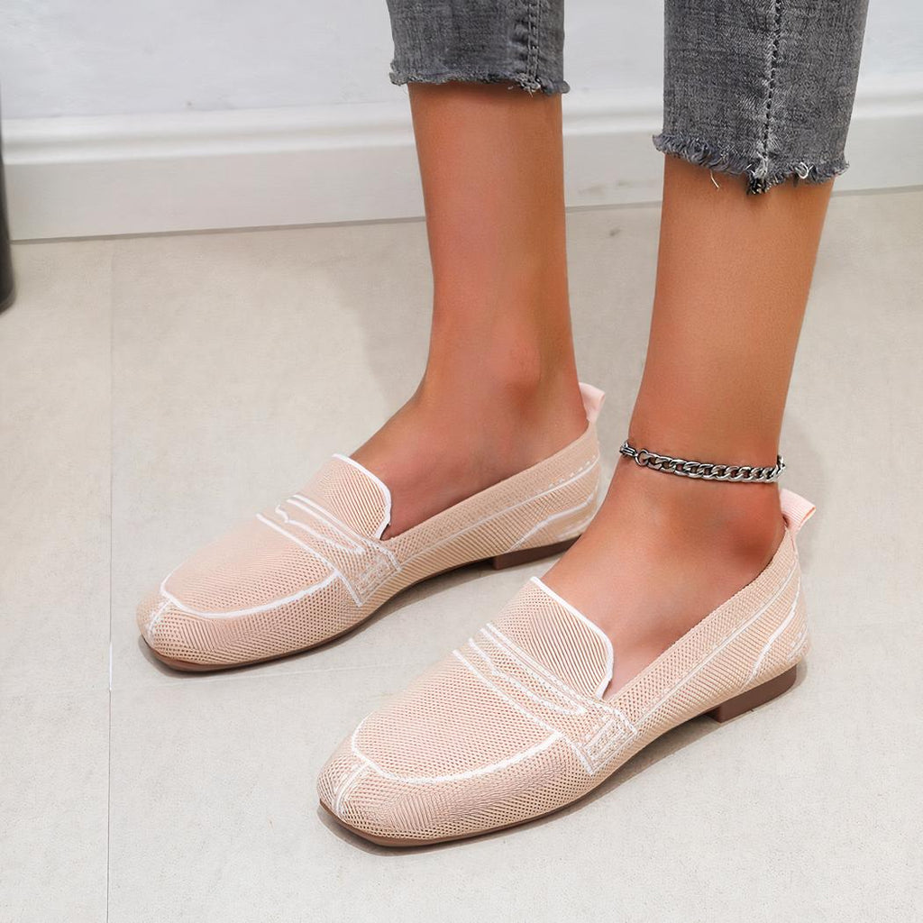 Mocassins souples en mesh avec motif surpiqures