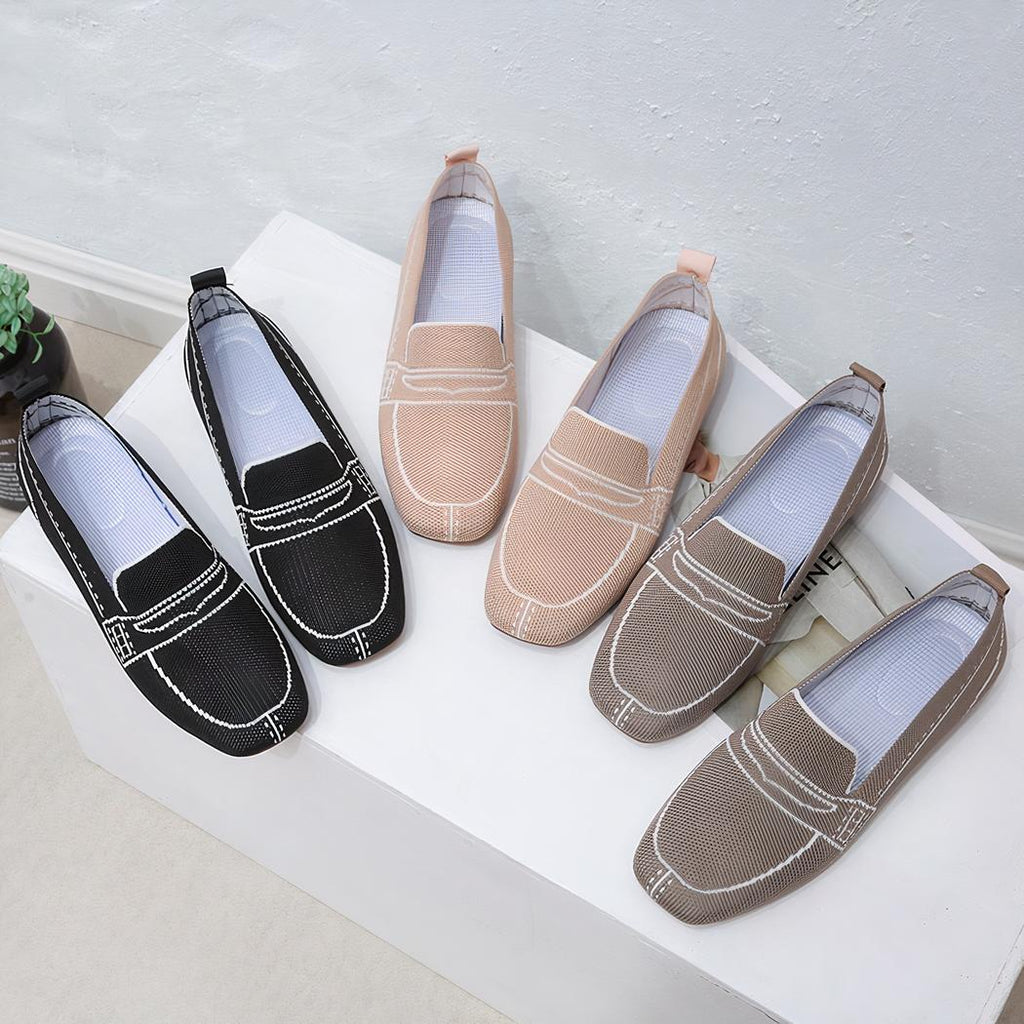 Mocassins souples en mesh avec motif surpiqures