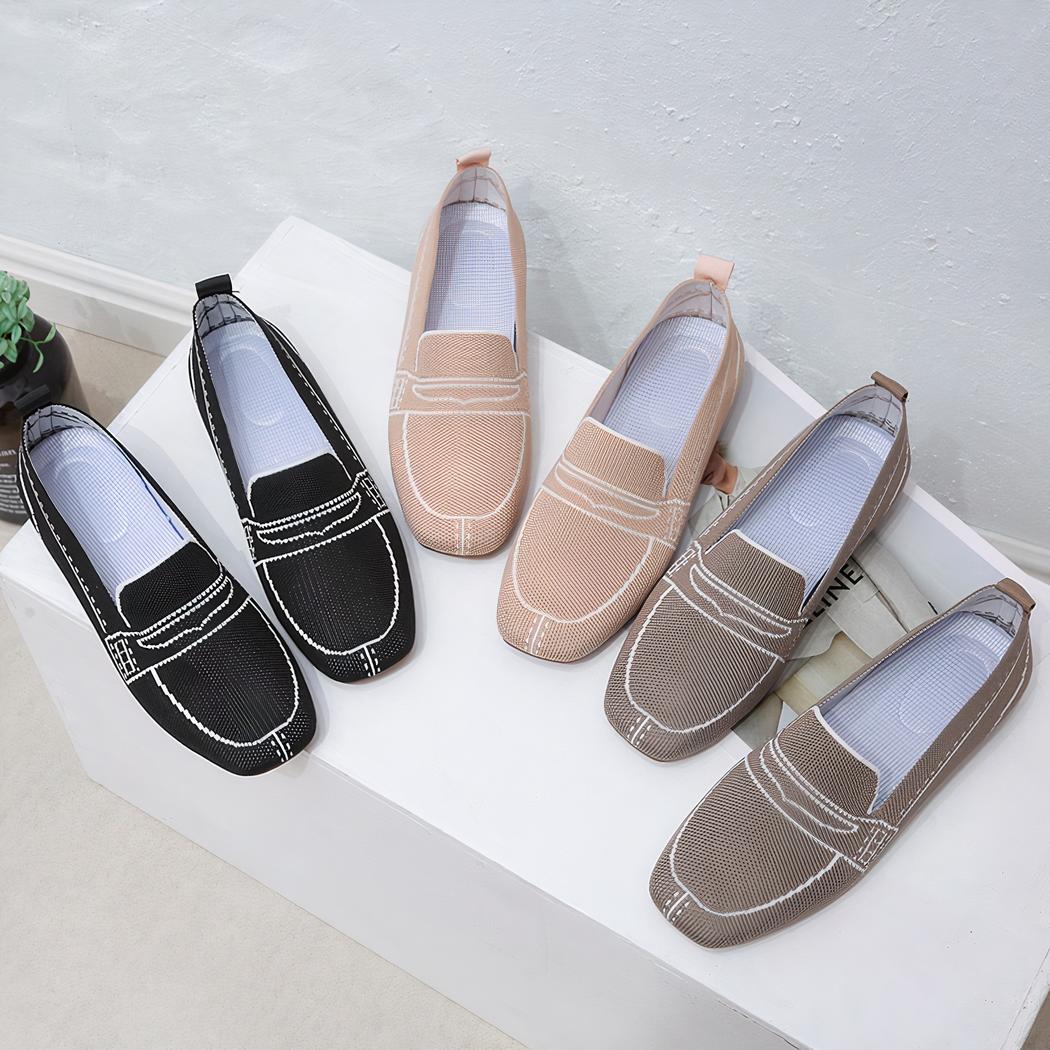 Mocassins souples en mesh avec motif surpiqures
