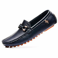 Mocassins souples tendances en cuir synthétique pour homme, Bleu marine