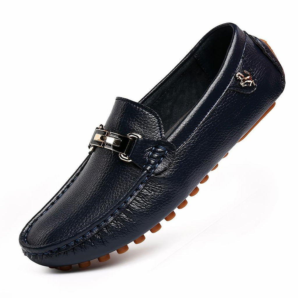 Mocassins souples effet cuir tendances avec boucle dorée pour homme