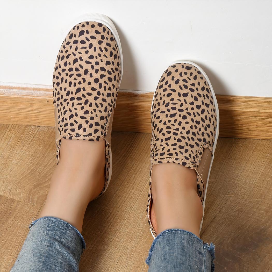 Mocassins streetwear à plateforme motif léopard