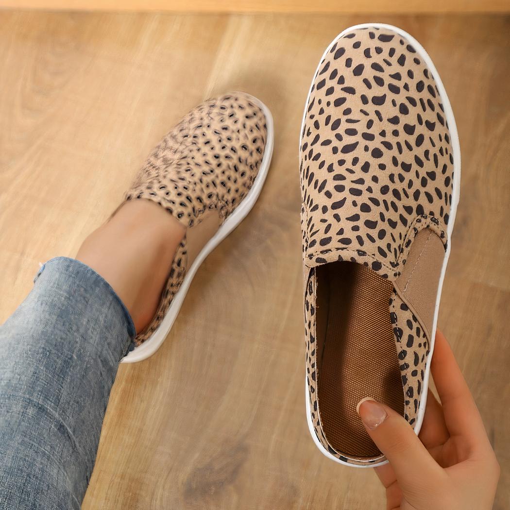 Mocassins streetwear à plateforme motif léopard