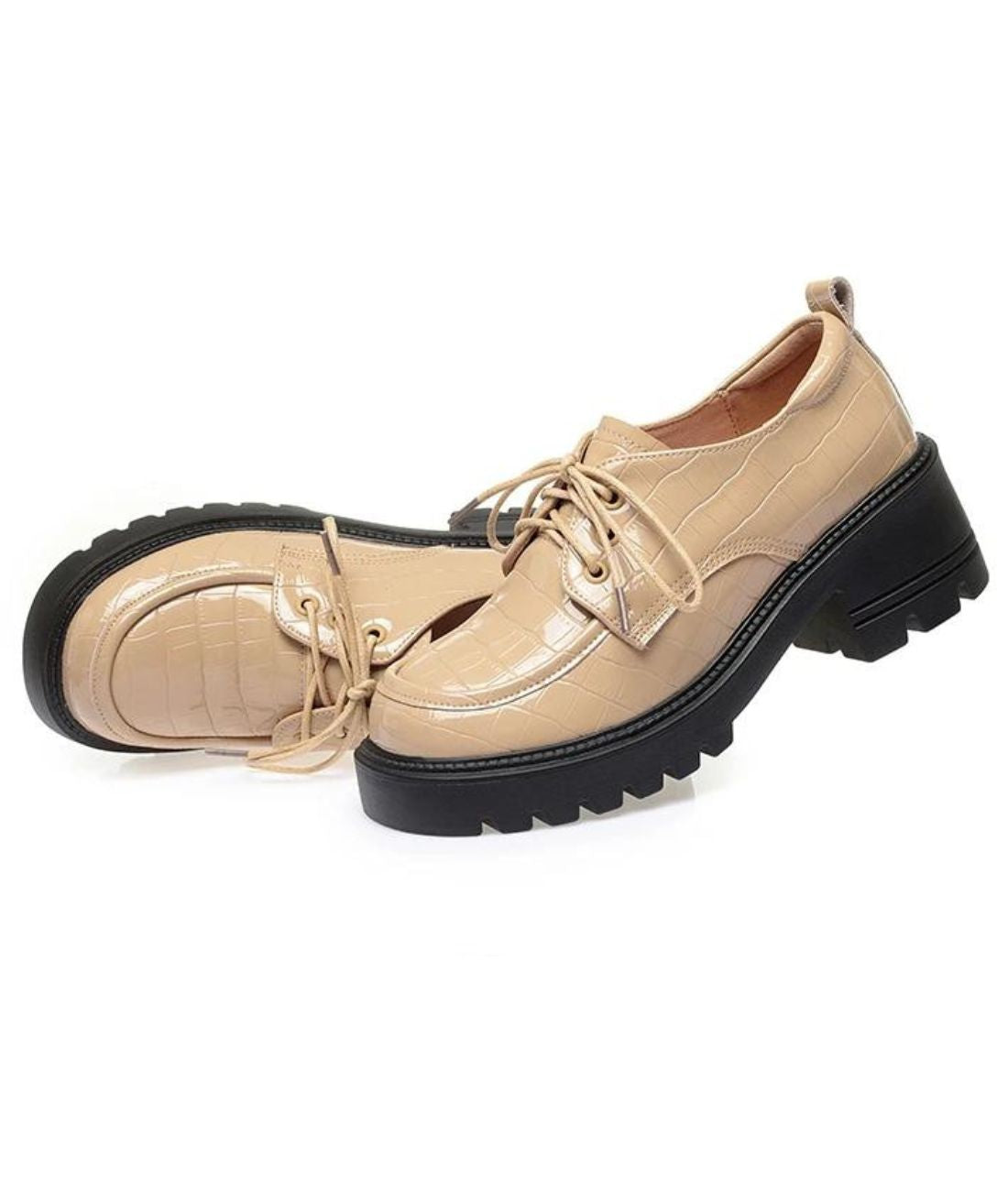 Mocassins À Talons Et Plateforme En Cuir Vernis Pour Femme