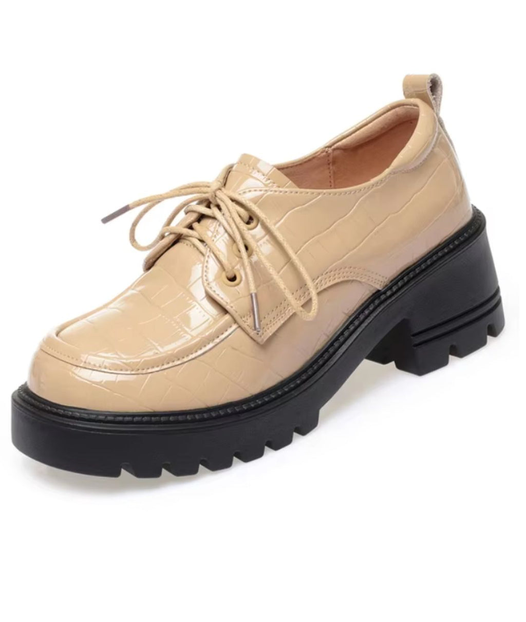 Mocassins À Talons Et Plateforme En Cuir Vernis Pour Femme