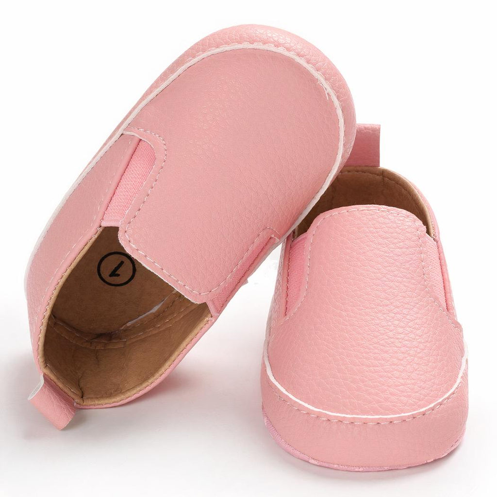 Mocassins unis à enfiler en cuir synthétique pour bébé