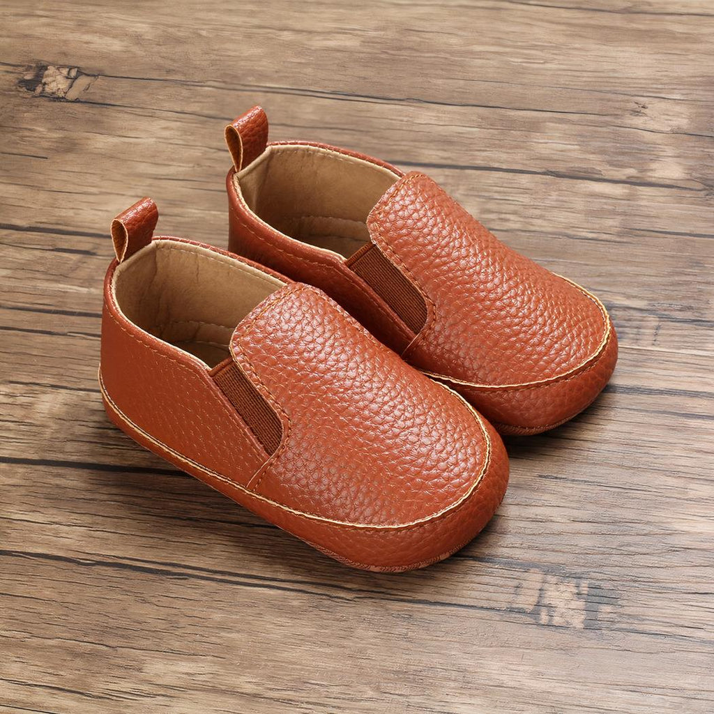 Mocassins unis à enfiler en cuir synthétique pour bébé