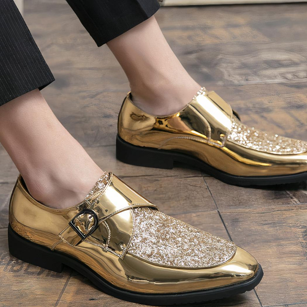 Mocassins vernis de luxe à paillettes pour hommes