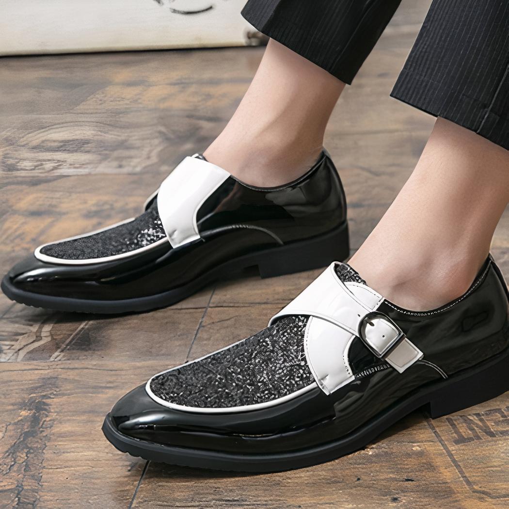 Mocassins vernis de luxe à paillettes pour hommes