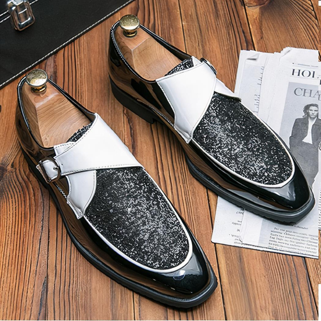 Mocassins vernis de luxe à paillettes pour hommes