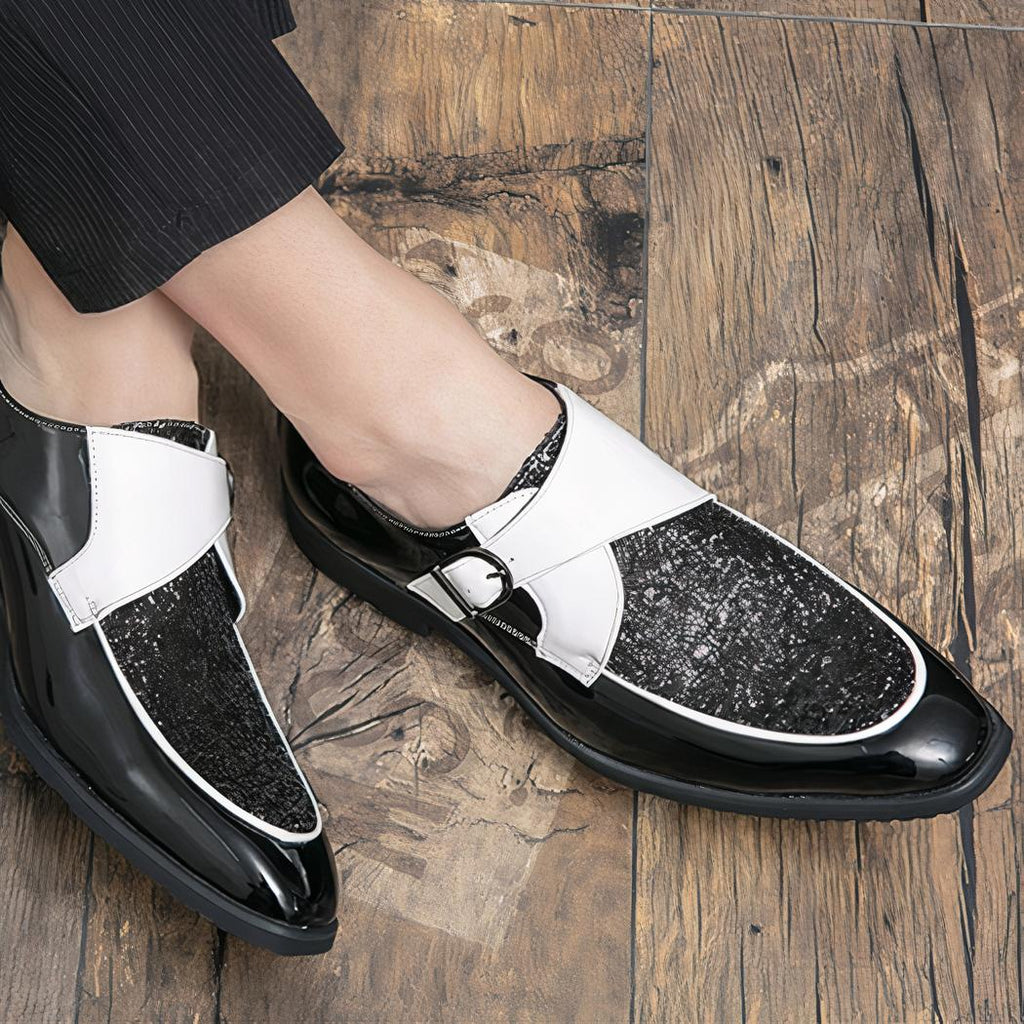 Mocassins vernis de luxe à paillettes pour hommes