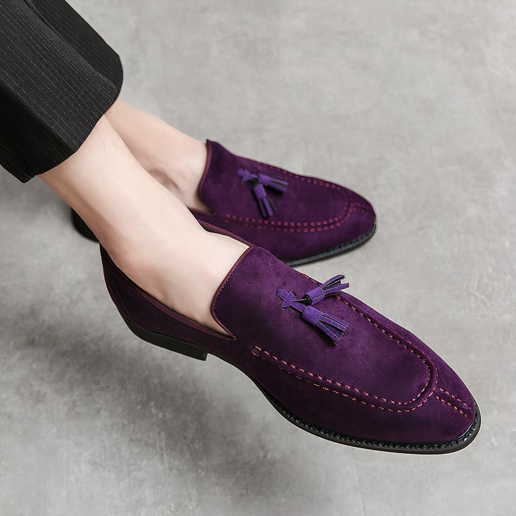 Mocassins violets en daim pour hommes