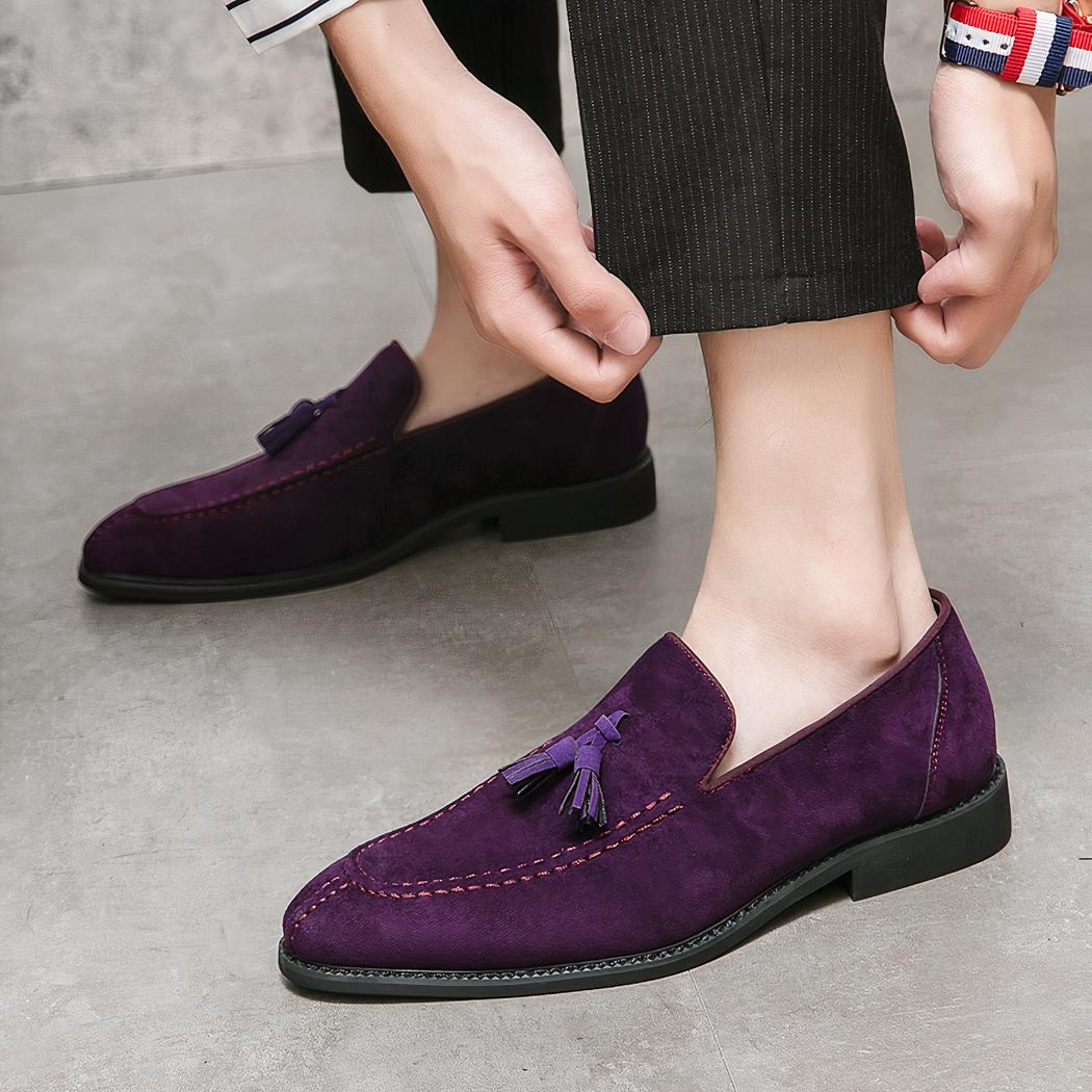 Mocassins violets en daim pour hommes