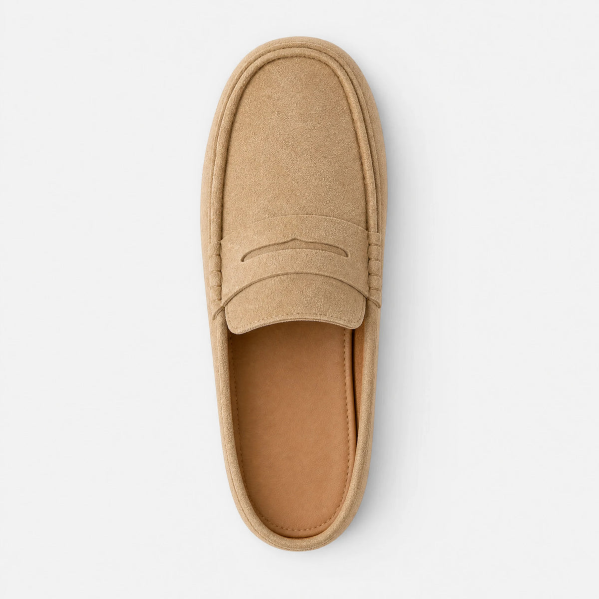 Mules Mocassins Beige à Talon Ouvert Effet Daim - Fond neutre