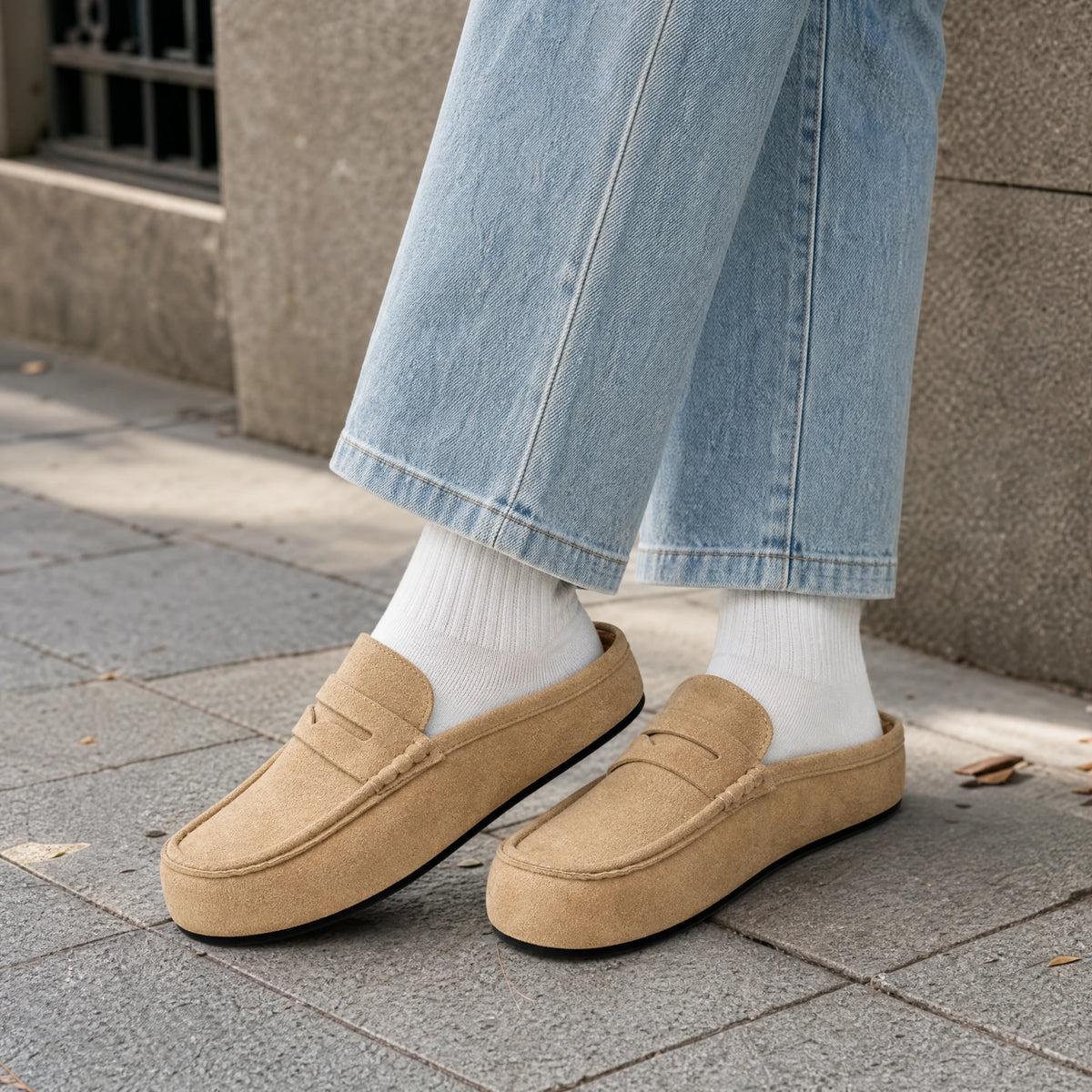 Mules Mocassins Beige à Talon Ouvert Effet Daim - Utilisation du produit