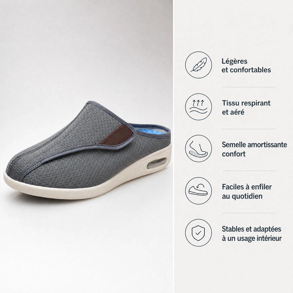 Mules orthopédiques scratch en maille respirante - Bénéfices produit